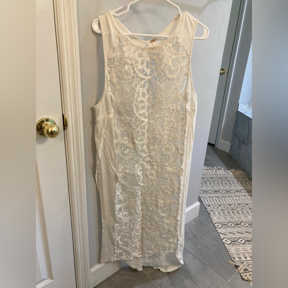 FREE PEOPLE white crochet sleeveless boho top Size Large - Picture 2 of 6